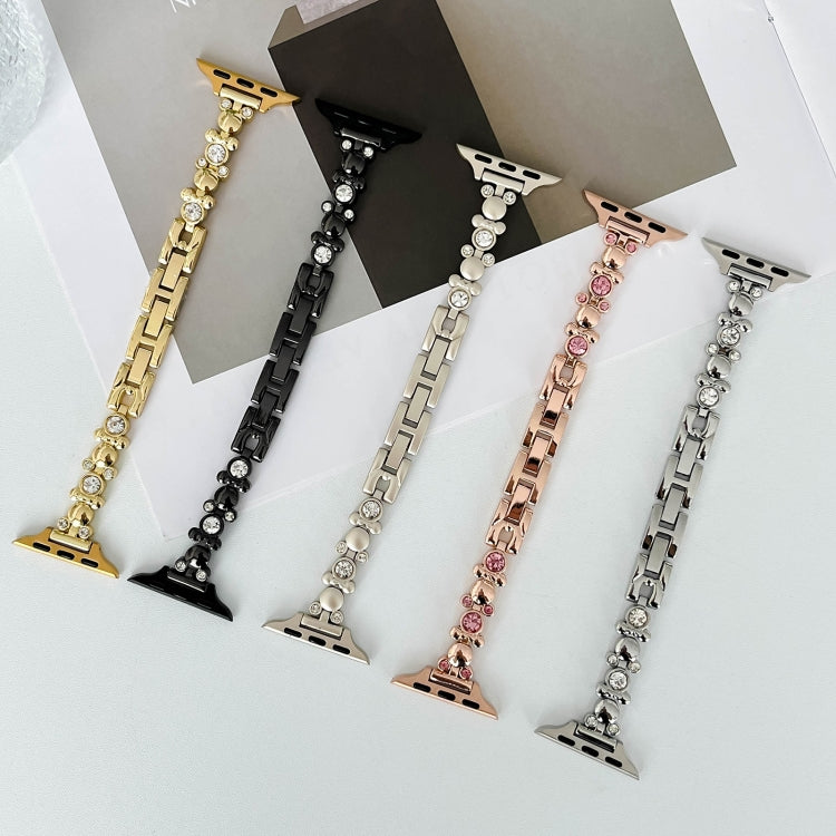 For Apple Watch Series 9 45mm Metal Diamond Bear Chain Watch Band(Silver) - free shipping - PMc TechLife - Order now!