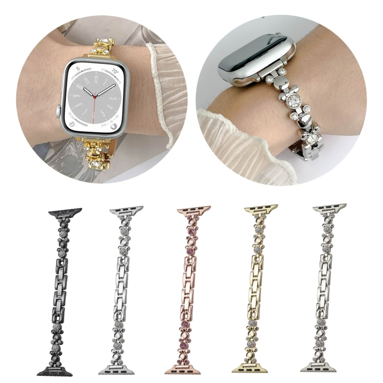 For Apple Watch Series 5 40mm Metal Diamond Bear Chain Watch Band(Gold) - Watch Bands by PMC TechLife | Online Shopping South Africa | PMC TechLife