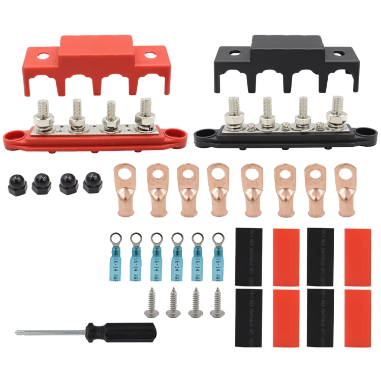 CP-4018 M10+M8 Power Distribution Block Terminal Studs Set with Terminals(Black + Red) - Booster Cable & Clip by PMC TechLife | Online Shopping South Africa | PMC TechLife | Buy Now Pay Later Mobicred