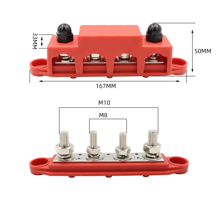 CP-4018 M10+M8 Power Distribution Block Terminal Studs Set with Terminals(Black + Red) - Booster Cable & Clip by PMC TechLife | Online Shopping South Africa | PMC TechLife | Buy Now Pay Later Mobicred