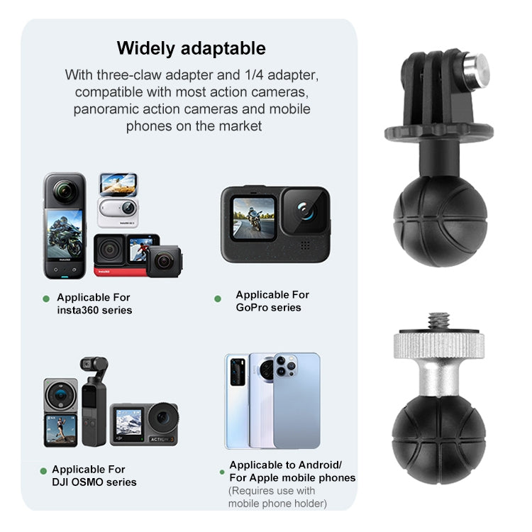 RUIGPRO Crab Clamp Action Camera Bracket 1/4 Ball Head Dual-Head Crab with Selfie Stick - free shipping - PMC TechLife - Order now!