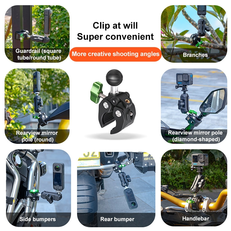 RUIGPRO Crab Clamp Action Camera Bracket 1/4 Dual-Head Crab 3-Stage Selfie Stick - free shipping - PMC TechLife - Order now!