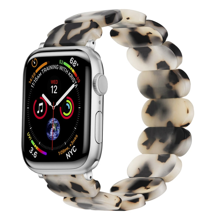 For Apple Watch Series 7 41mm Stretch Rope Resin Watch Band(Dark Brown White) - Watch Bands by PMC TechLife | Online Shopping South Africa | PMC TechLife