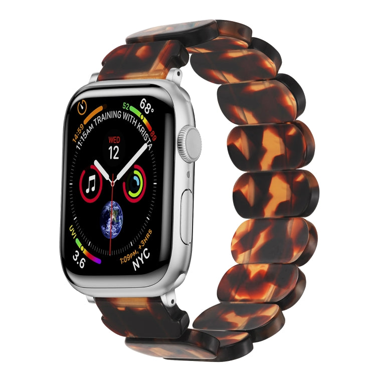 For Apple Watch SE 44mm Stretch Rope Resin Watch Band(Tortoiseshell) - Watch Bands by PMC TechLife | Online Shopping South Africa | PMC TechLife