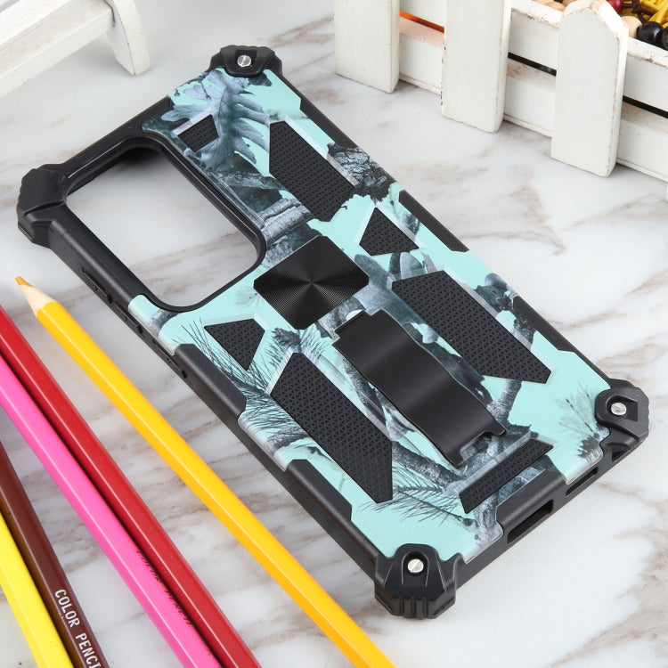 For Samsung Galaxy S24 Ultra 5G Camouflage Armor Kickstand TPU + PC Magnetic Phone Case(Mint Green) - Galaxy S24 Ultra 5G Cases by PMC TechLife | Online Shopping South Africa | PMC TechLife