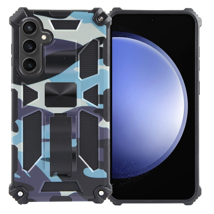 For Samsung Galaxy S24+ 5G Camouflage Armor Kickstand TPU + PC Magnetic Phone Case(Light Blue) - Galaxy S24+ 5G Cases by PMC TechLife | Online Shopping South Africa | PMC TechLife