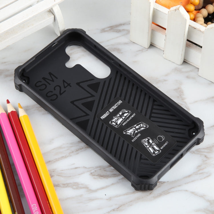 For Samsung Galaxy S24 5G Camouflage Armor Kickstand TPU + PC Magnetic Phone Case(Dark Blue) - Galaxy S24 5G Cases by PMC TechLife | Online Shopping South Africa | PMC TechLife
