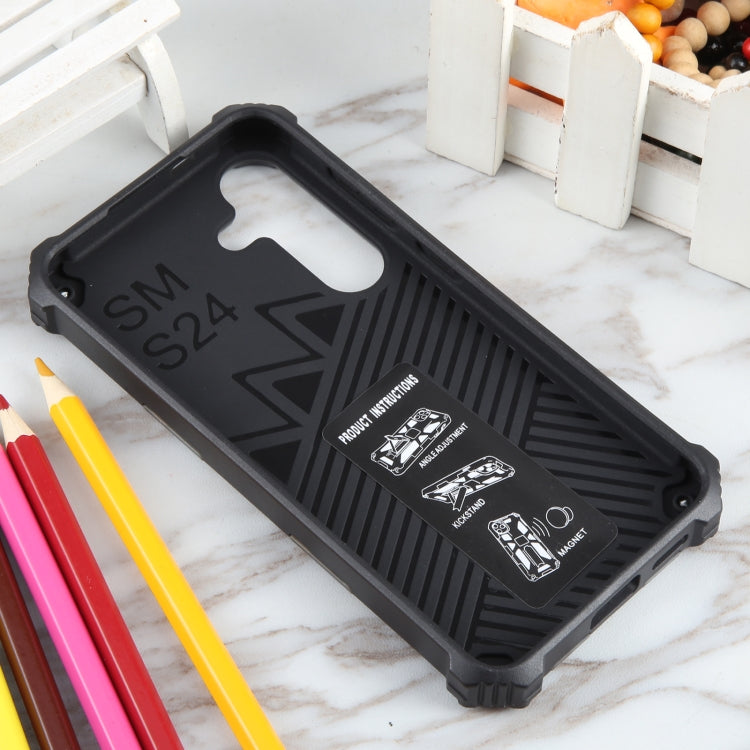 For Samsung Galaxy S24 5G Camouflage Armor Kickstand TPU + PC Magnetic Phone Case(Light Blue) - Galaxy S24 5G Cases by PMC TechLife | Online Shopping South Africa | PMC TechLife