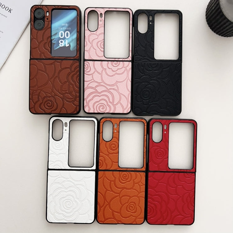 For OPPO Find N2 Flip Impression Flower Pattern Protective Phone Case(Brown) - free shipping - PMC TechLife - Order now!