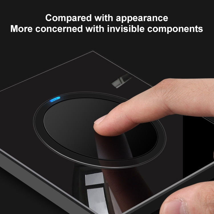86mm Round LED Tempered Glass Switch Panel, Black Round Glass, Style:Four Billing Control -  by PMC Jewellery | Online Shopping South Africa | PMC Jewellery | Buy Now Pay Later Mobicred
