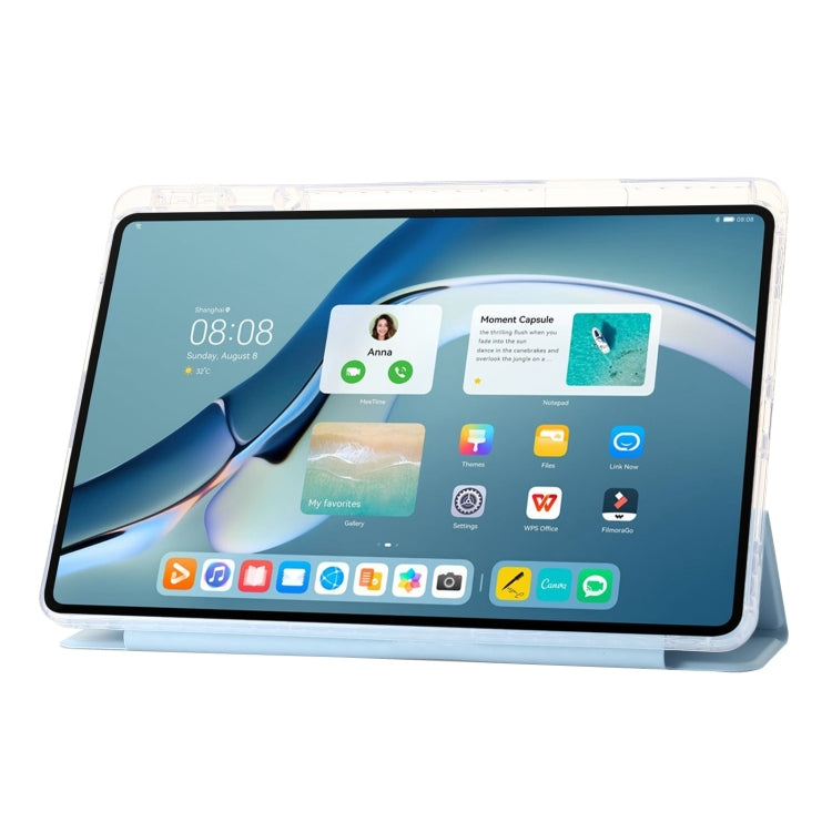 For Huawei Matepad 11 Pro 2024 Clear Acrylic 3-Fold Leather Tablet Case(Ice Blue) - Huawei by PMC Jewellery | Online Shopping South Africa | PMC Jewellery | Buy Now Pay Later Mobicred
