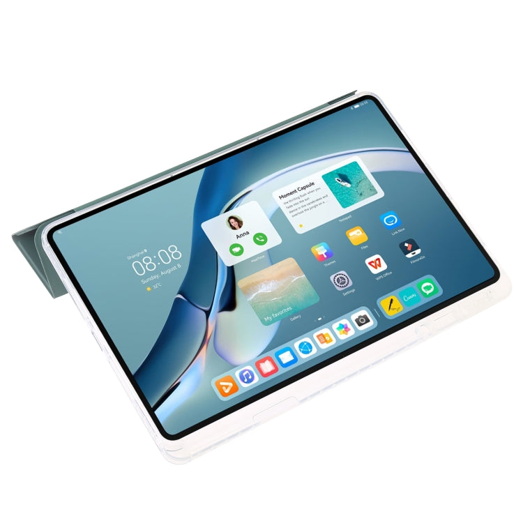 For Huawei MatePad Pro 13.2 2023 Clear Acrylic 3-Fold Leather Tablet Case(Dark Green) - Huawei by PMC TechLife | Online Shopping South Africa | PMC TechLife | Buy Now Pay Later Mobicred