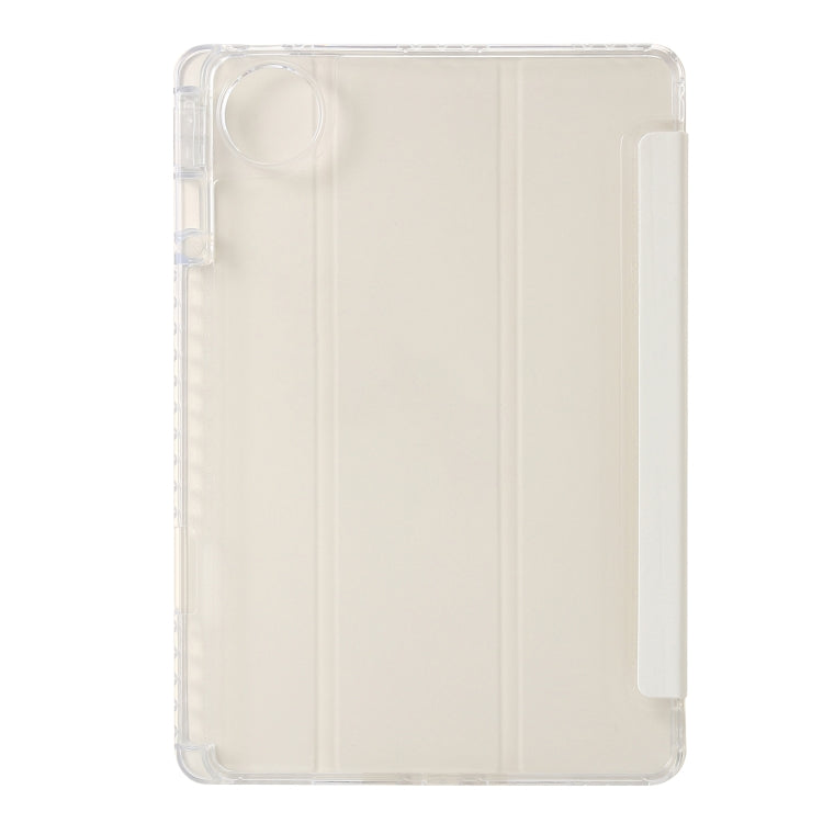 For Huawei MatePad Pro 13.2 2023 Clear Acrylic 3-Fold Leather Tablet Case(White) - Huawei by PMC TechLife | Online Shopping South Africa | PMC TechLife | Buy Now Pay Later Mobicred