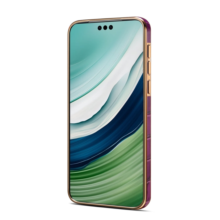 For Huawei Mate 60 Pro / Pro+ Denior Crocodile Texture Genuine Leather Electroplating Phone Case(Purple) - Huawei Cases by Denior | Online Shopping South Africa | PMC TechLife | Buy Now Pay Later Mobicred