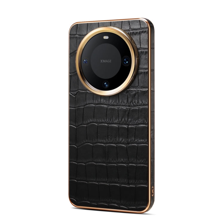 For Huawei Mate 60 Pro / Pro+ Denior Crocodile Texture Genuine Leather Electroplating Phone Case(Black) - free shipping - PMC TechLife - Order now!