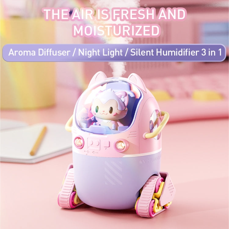 MJ066 220ML Portable Desktop Cute Cartoon Tank Car Air Humidifier with LED Lights, Model:Rechargeable(Pink) - free shipping - PMC TechLife - Order now!
