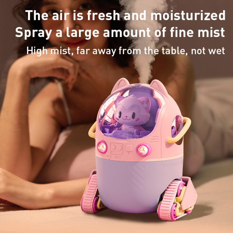 MJ066 220ML Portable Desktop Cute Cartoon Tank Car Air Humidifier with LED Lights, Model:Rechargeable(Pink) - free shipping - PMC TechLife - Order now!