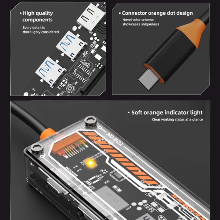 SW5R 5 in 1 Type-C to PD + USB3.0 + USB2.0 + HDMI + RJ45 HUB Docking Station(Grey) - USB HUB by PMC Jewellery | Online Shopping South Africa | PMC Jewellery | Buy Now Pay Later Mobicred