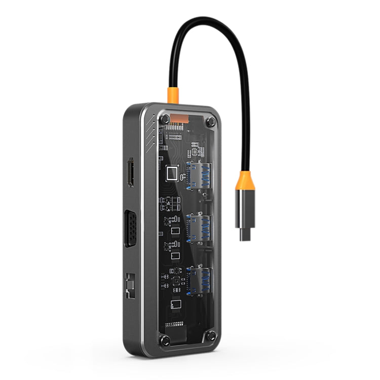 SW10V 10 in 1 Type-C to USB + HDMI + VGA + RJ45 + SD/TF + Audio 3.5 HUB Docking Station(Grey) - free shipping - PMC Jewellery - Order now!