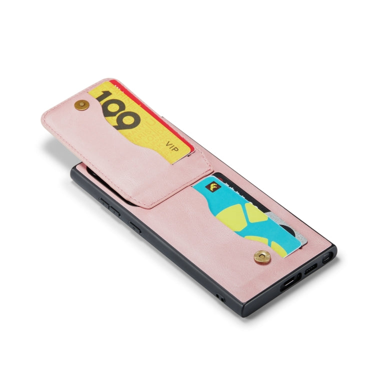 For Samsung Galaxy S24 Ultra 5G Fierre Shann Crazy Horse Card Holder Back Cover PU Phone Case(Pink) - Galaxy S24 Ultra 5G Cases by FIERRE SHANN | Online Shopping South Africa | PMC Jewellery | Buy Now Pay Later Mobicred