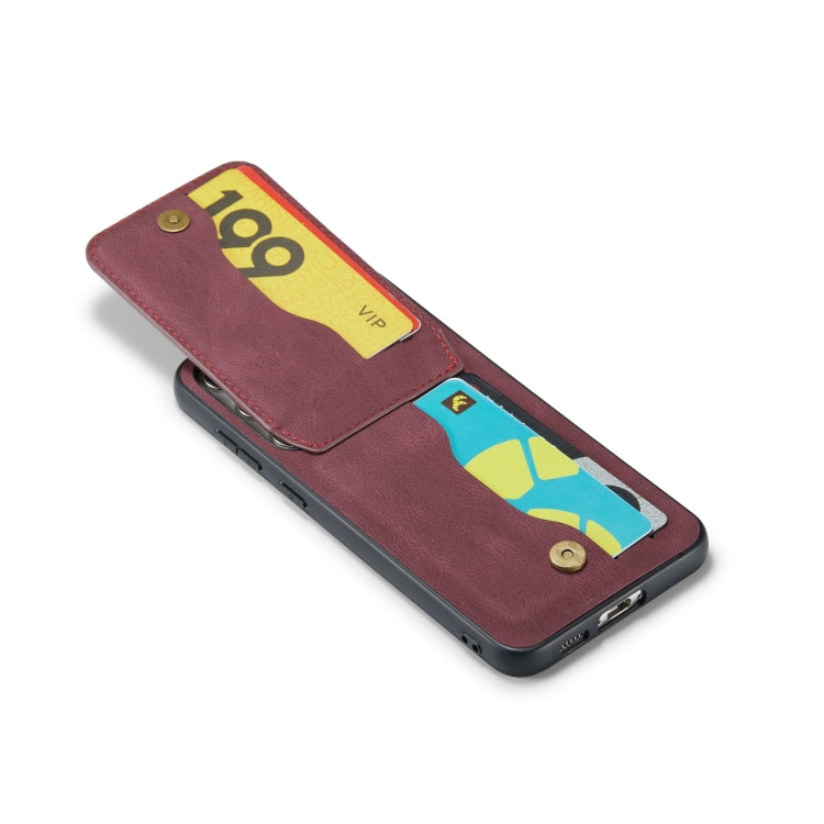 For Samsung Galaxy S24+ 5G Fierre Shann Crazy Horse Card Holder Back Cover PU Phone Case(Wine Red) - Galaxy S24+ 5G Cases by FIERRE SHANN | Online Shopping South Africa | PMC Jewellery | Buy Now Pay Later Mobicred