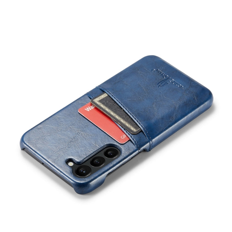 For Samsung Galaxy S24 5G Fierre Shann Oil Wax Texture Leather Phone Case with Card Slots(Blue) - free shipping - PMC Jewellery - Order now!