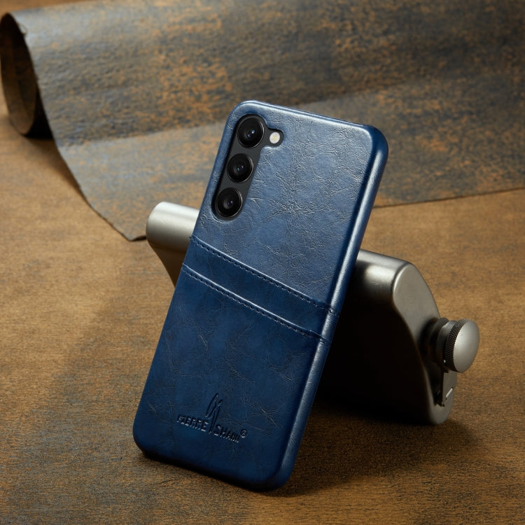 For Samsung Galaxy S24 5G Fierre Shann Oil Wax Texture Leather Phone Case with Card Slots(Blue) - free shipping - PMC Jewellery - Order now!