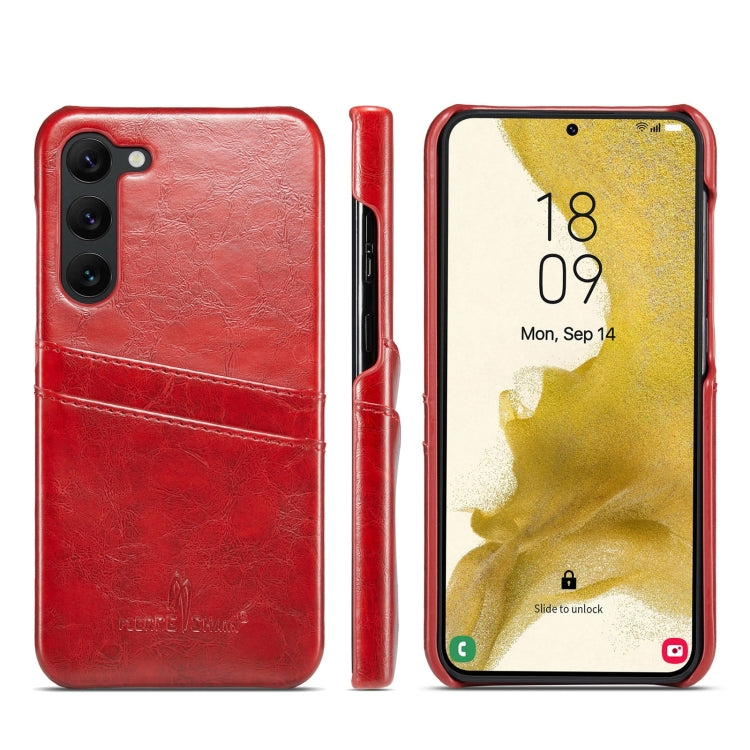 For Samsung Galaxy S24 5G Fierre Shann Oil Wax Texture Leather Phone Case with Card Slots(Red) - free shipping - PMC Jewellery - Order now!
