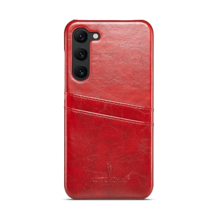 For Samsung Galaxy S24 5G Fierre Shann Oil Wax Texture Leather Phone Case with Card Slots(Red) - free shipping - PMC Jewellery - Order now!