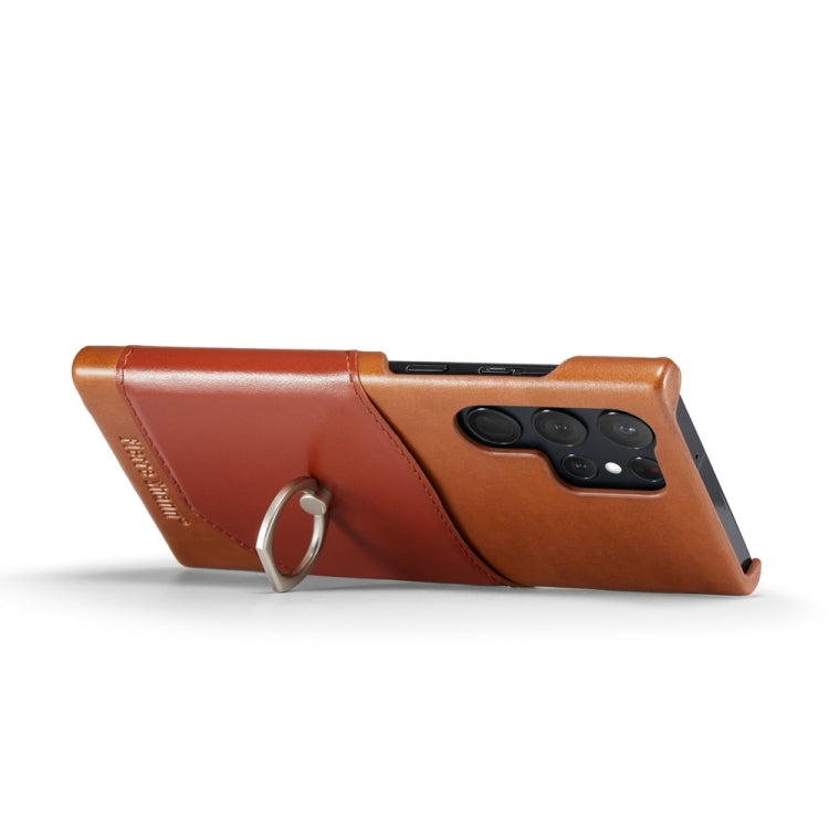For Samsung Galaxy S24 Ultra 5G Fierre Shann Oil Wax Texture Genuine Leather Back Phone Case(Brown) - free shipping - PMC Jewellery - Order now!