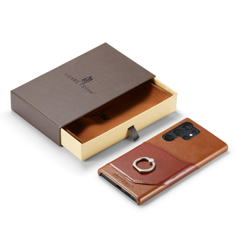 For Samsung Galaxy S24 Ultra 5G Fierre Shann Oil Wax Texture Genuine Leather Back Phone Case(Brown) - free shipping - PMC Jewellery - Order now!