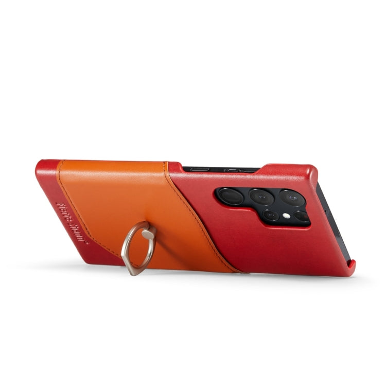 For Samsung Galaxy S24 Ultra 5G Fierre Shann Oil Wax Texture Genuine Leather Back Phone Case(Red) - free shipping - PMC Jewellery - Order now!