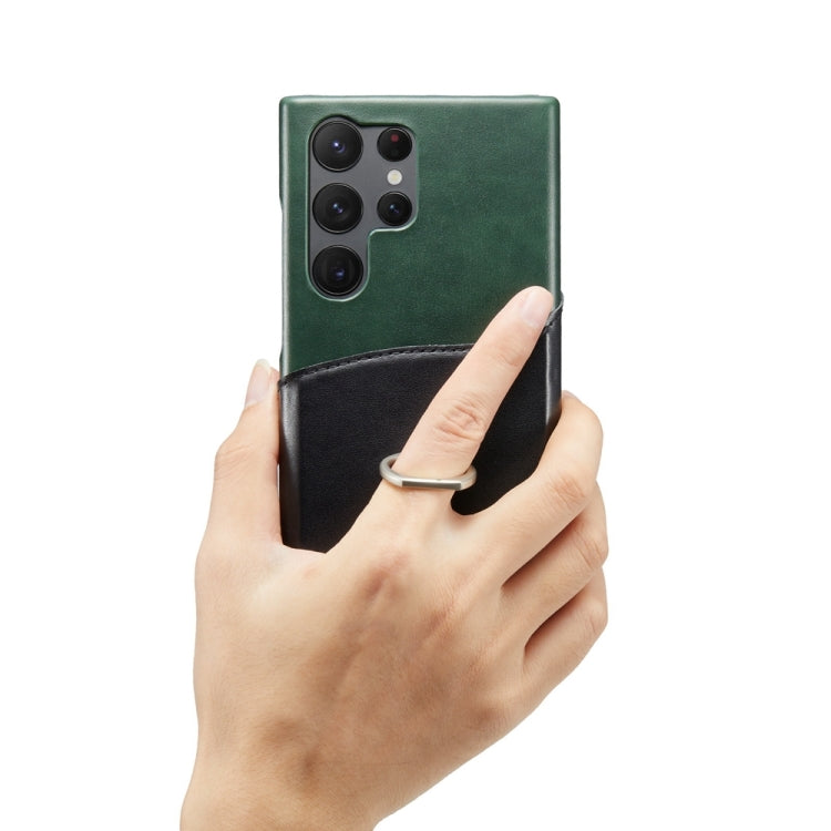 For Samsung Galaxy S24 Ultra 5G Fierre Shann Oil Wax Texture Genuine Leather Back Phone Case(Black) - Galaxy S24 Ultra 5G Cases by FIERRE SHANN | Online Shopping South Africa | PMC TechLife | Buy Now Pay Later Mobicred