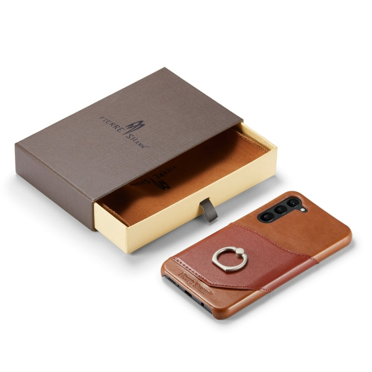 For Samsung Galaxy S24+ 5G Fierre Shann Oil Wax Texture Genuine Leather Back Phone Case(Black) - free shipping - PMC Jewellery - Order now!