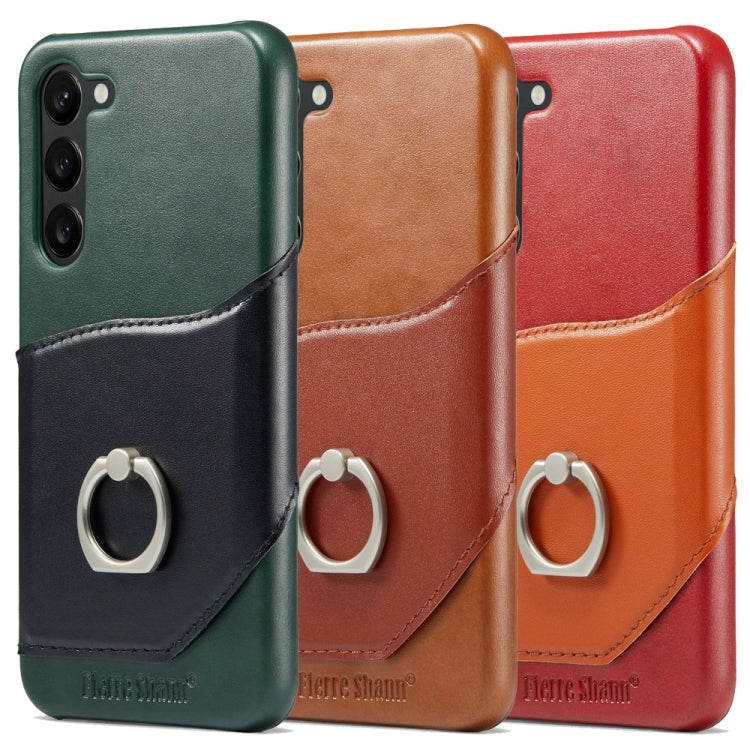 For Samsung Galaxy S24+ 5G Fierre Shann Oil Wax Texture Genuine Leather Back Phone Case(Black) - free shipping - PMC Jewellery - Order now!