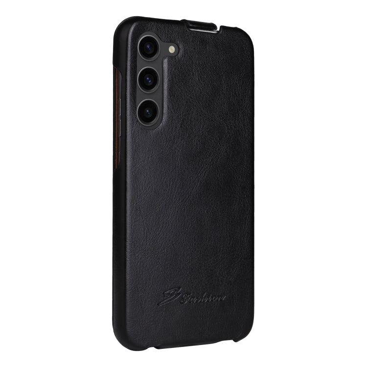 For Samsung Galaxy S24+ 5G Fierre Shann 64 Texture Vertical Flip PU Leather Phone Case(Black) - free shipping - PMC Jewellery - Order now!