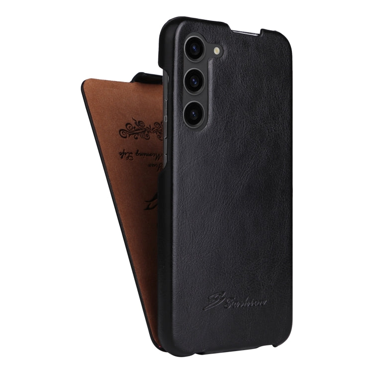 For Samsung Galaxy S24+ 5G Fierre Shann 64 Texture Vertical Flip PU Leather Phone Case(Black) - free shipping - PMC Jewellery - Order now!