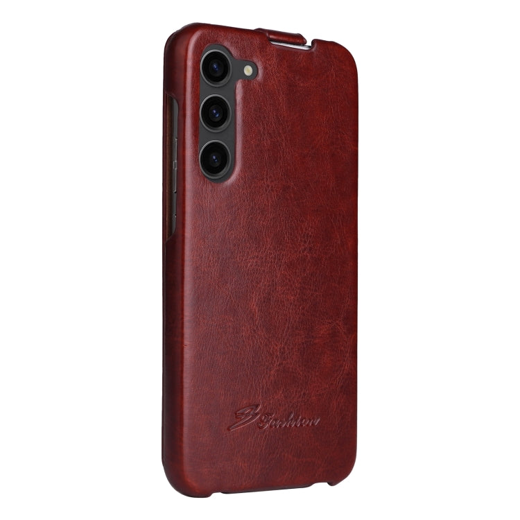 For Samsung Galaxy S24+ 5G Fierre Shann 64 Texture Vertical Flip PU Leather Phone Case(Brown) - Galaxy S24+ 5G Cases by FIERRE SHANN | Online Shopping South Africa | PMC Jewellery | Buy Now Pay Later Mobicred