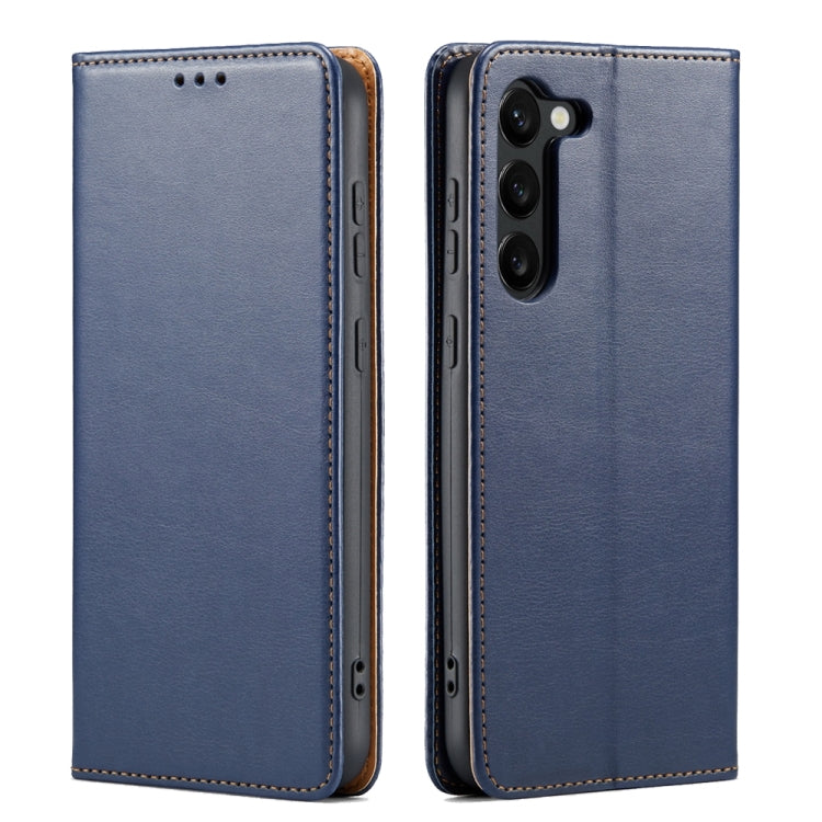 For Samsung Galaxy S24+ 5G Fierre Shann PU Genuine Leather Texture Phone Case(Blue) - Galaxy S24+ 5G Cases by FIERRE SHANN | Online Shopping South Africa | PMC Jewellery | Buy Now Pay Later Mobicred