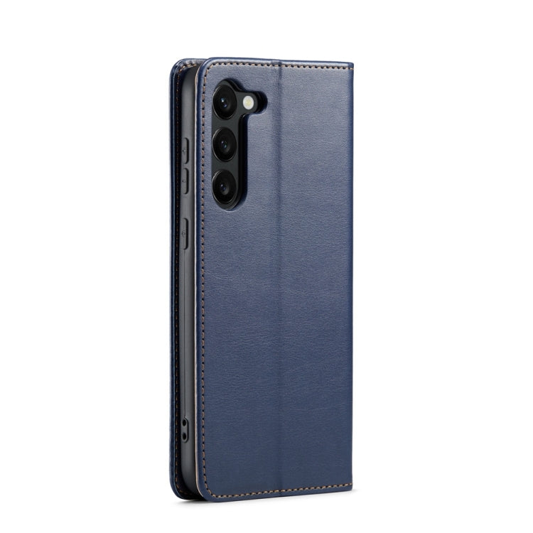 For Samsung Galaxy S24+ 5G Fierre Shann PU Genuine Leather Texture Phone Case(Blue) - Galaxy S24+ 5G Cases by FIERRE SHANN | Online Shopping South Africa | PMC Jewellery | Buy Now Pay Later Mobicred