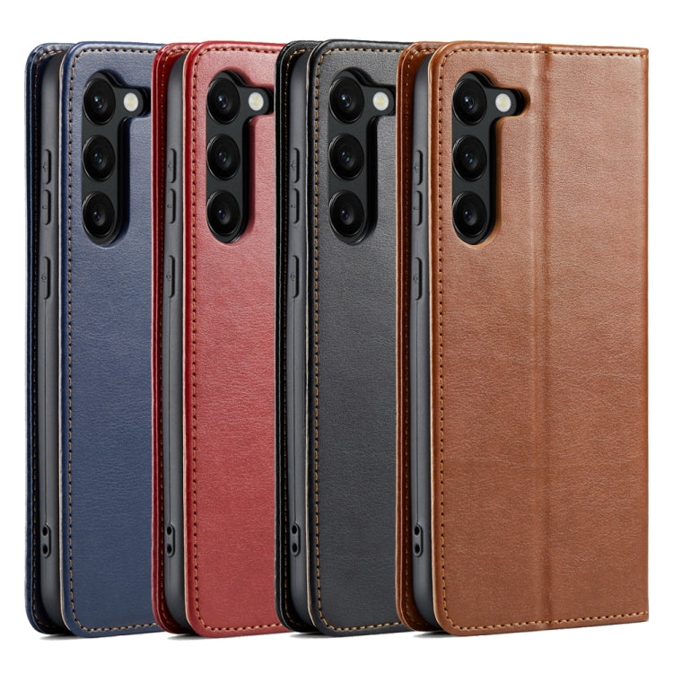 For Samsung Galaxy S24+ 5G Fierre Shann PU Genuine Leather Texture Phone Case(Blue) - Galaxy S24+ 5G Cases by FIERRE SHANN | Online Shopping South Africa | PMC Jewellery | Buy Now Pay Later Mobicred
