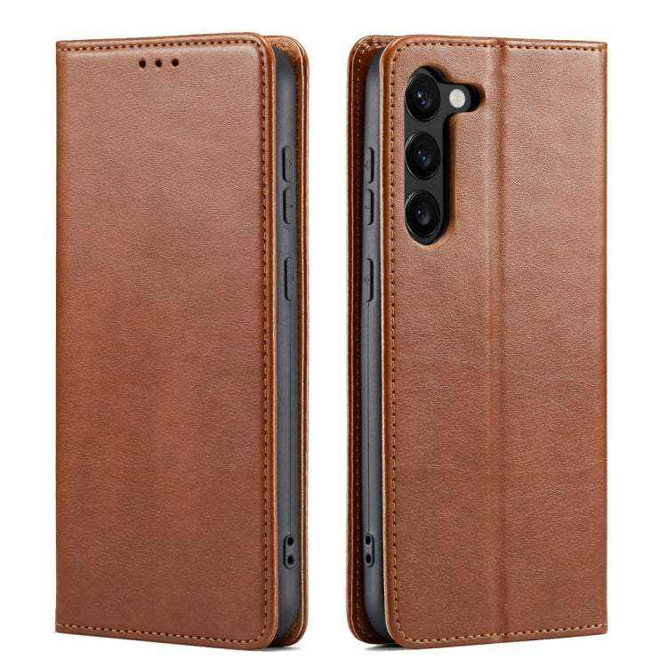 For Samsung Galaxy S24 5G Fierre Shann PU Genuine Leather Texture Phone Case(Brown) - Galaxy S24 5G Cases by FIERRE SHANN | Online Shopping South Africa | PMC Jewellery | Buy Now Pay Later Mobicred