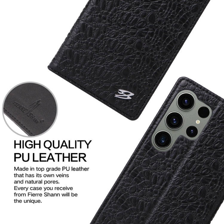 For Samsung Galaxy S24 Ultra 5G Fierre Shann Crocodile Texture Magnetic Genuine Leather Phone Case(Black) - free shipping - PMC Jewellery - Order now!