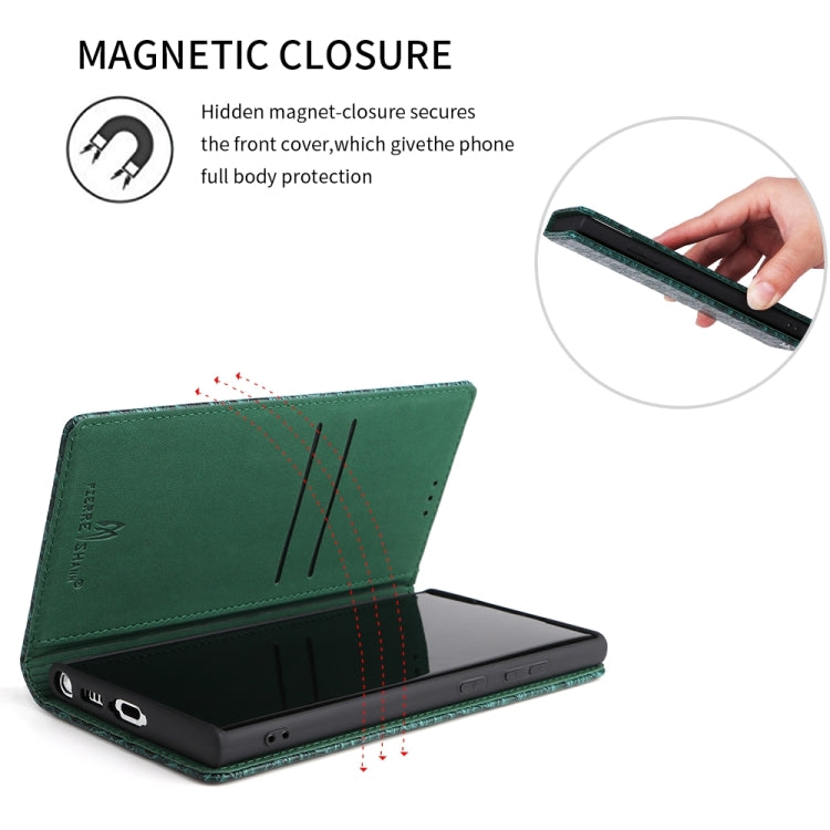 For Samsung Galaxy S24 Ultra 5G Fierre Shann Crocodile Texture Magnetic Genuine Leather Phone Case(Green) - Galaxy S24 Ultra 5G Cases by FIERRE SHANN | Online Shopping South Africa | PMC Jewellery | Buy Now Pay Later Mobicred