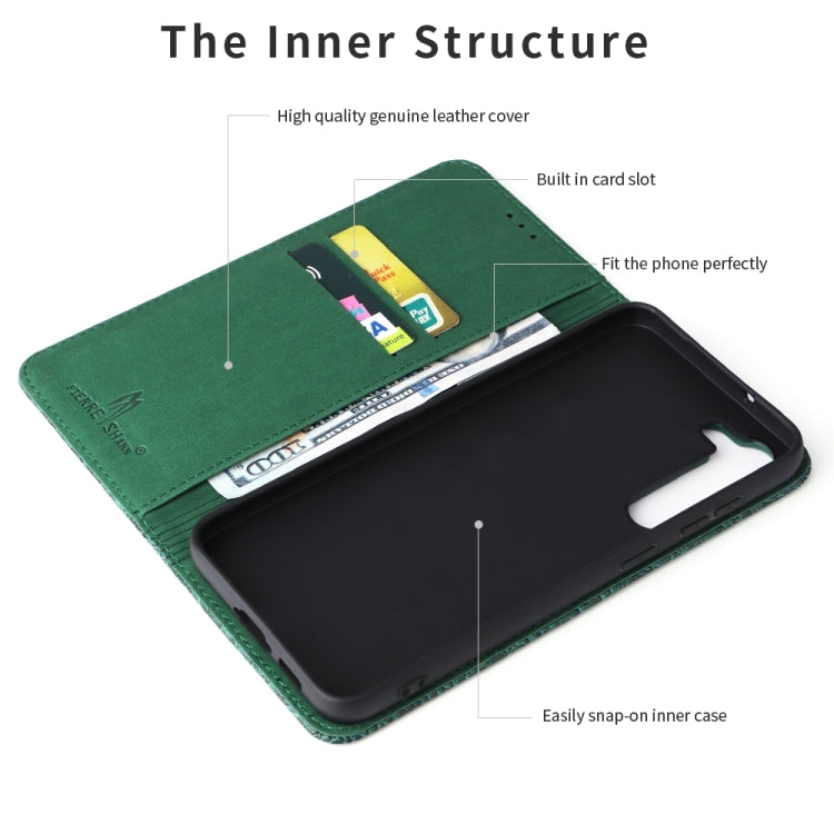 For Samsung Galaxy S24 5G Fierre Shann Crocodile Texture Magnetic Genuine Leather Phone Case(Green) - free shipping - PMC Jewellery - Order now!
