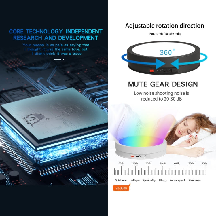 22cm Colorful LED Light Electric Rotating Display Stand Turntable, Style:Power Plug-in(Black) -  by PMC TechLife | Online Shopping South Africa | PMC TechLife | Buy Now Pay Later Mobicred