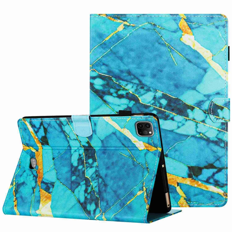 For iPad 11 Pro 2024 / 2020 / Air 4 10.9 Marble Pattern Stitching Smart Leather Tablet Case(Gold Blue) - iPad Air (2022) / (2020) 10.9 Cases by PMC TechLife | Online Shopping South Africa | PMC TechLife | Buy Now Pay Later Mobicred