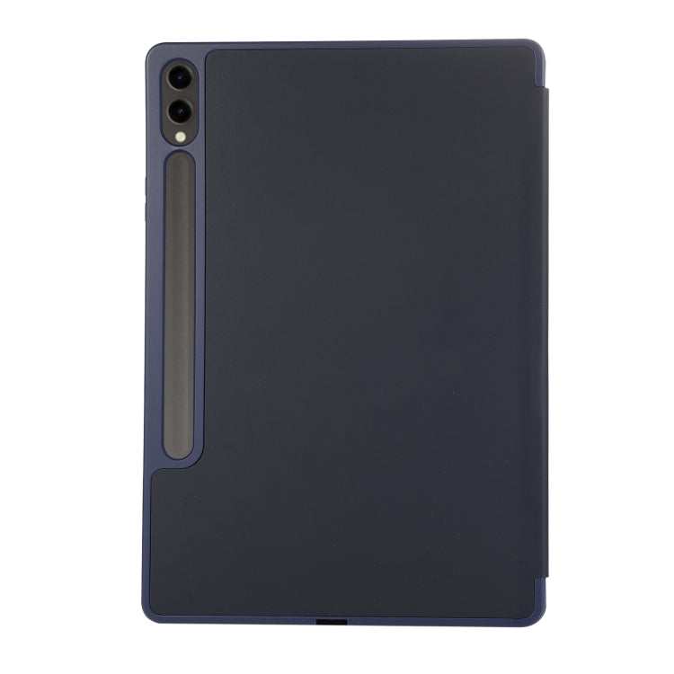 For Samsung Galaxy Tab S9 FE+ 3-Fold Pure Color TPU Leather Tablet Case with Pen Slot(Dark Blue) - Galaxy Tab S9 FE+ by PMC TechLife | Online Shopping South Africa | PMC TechLife