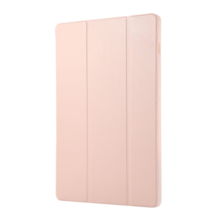 For Samsung Galaxy Tab S9 FE+ 3-Fold Pure Color TPU Leather Tablet Case with Pen Slot(Pink) - Galaxy Tab S9 FE+ by PMC TechLife | Online Shopping South Africa | PMC TechLife