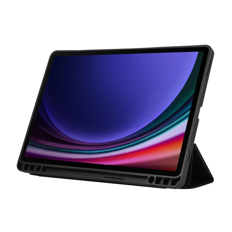 For Samsung Galaxy Tab  S10 FE / S9 FE 3-Fold Pure Color TPU Leather Tablet Case with Pen Slot(Black) - Galaxy Tab S9 FE by PMC TechLife | Online Shopping South Africa | PMC TechLife | Buy Now Pay Later Mobicred